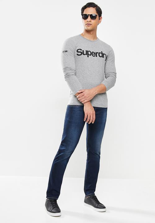 Superdry. - Military long sleeve graphic top - grey