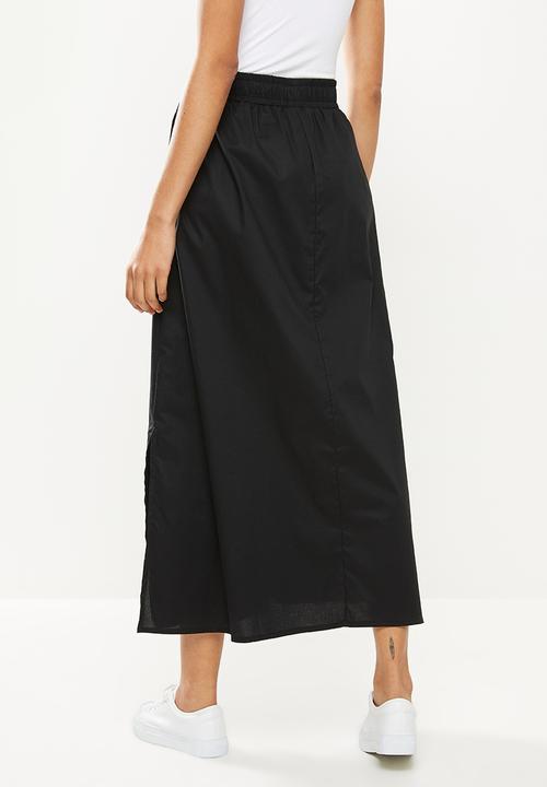 Me&B - Elasticated cotton maxi skirt - black