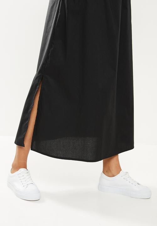 Me&B - Elasticated cotton maxi skirt - black