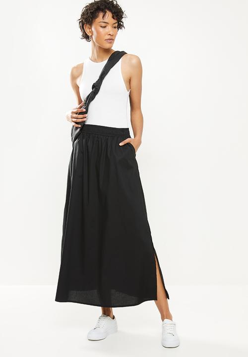Me&B - Elasticated cotton maxi skirt - black