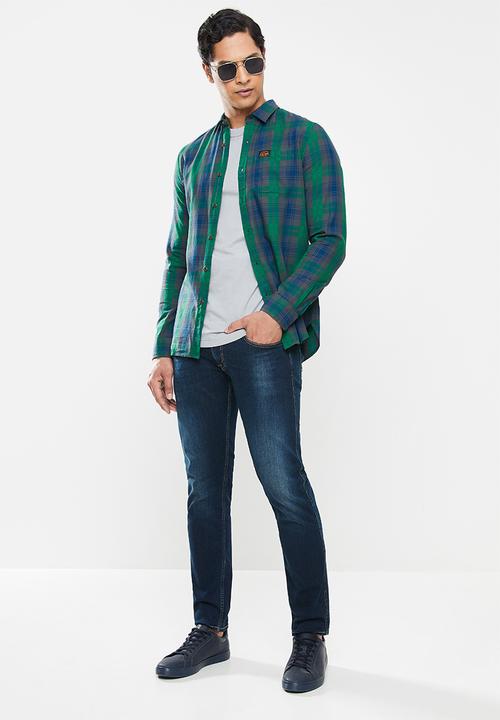 Superdry. - Workwear lite shirt - notch green check