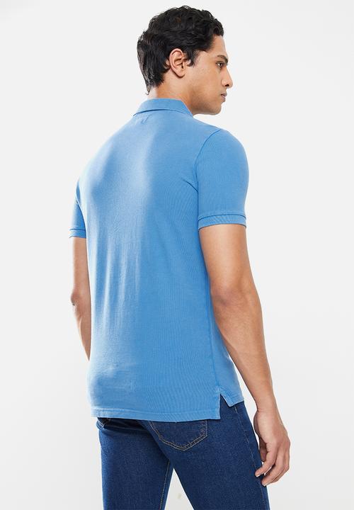 Superdry. - Vintage destroy short sleeve polo - light blue