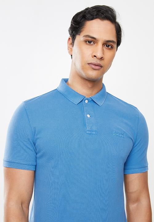 Superdry. - Vintage destroy short sleeve polo - light blue