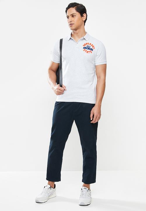 Superdry. - Classic superstate short sleeve polo - light grey