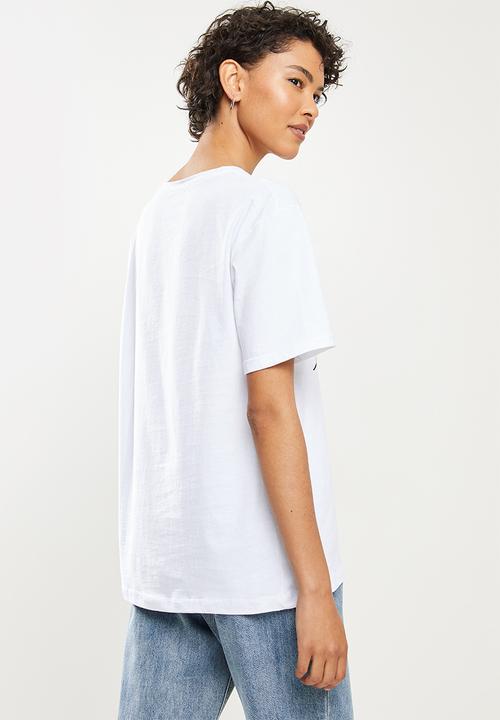 Trendyol - Printed boyfriend knitted t-shirt - white