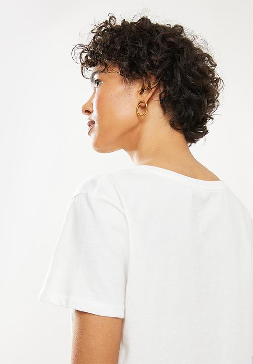 Trendyol - Tie crop knitted blouse - ecru