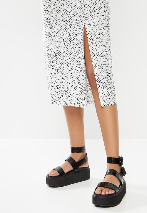 Blake - Printed midi skirt - white & black
