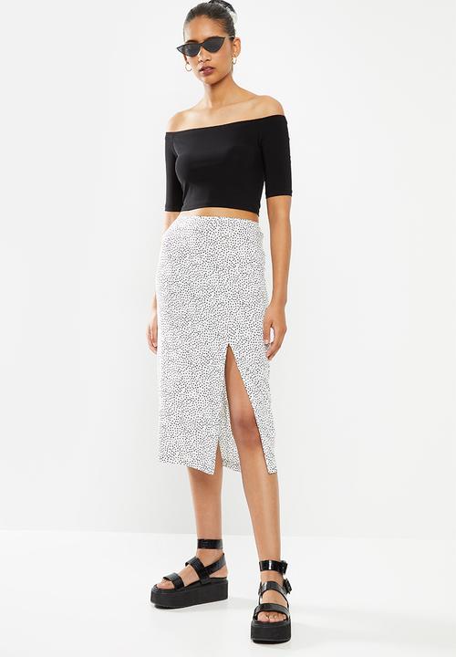 Blake - Printed midi skirt - white & black
