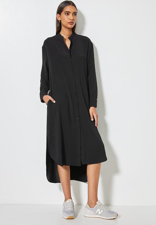 Superbalist - Mandarin collar shirt dress - black