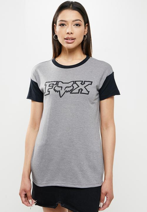 Fox - Born and raised short sleeve top - grey & black