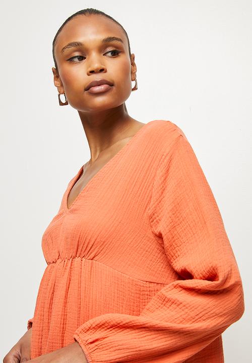 MILLA - Voluminous open back mini dress - orange