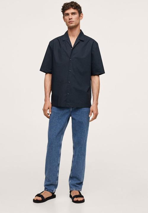 MANGO - Shirt manises - navy