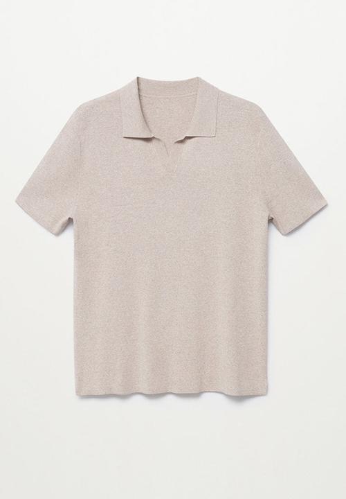 MANGO - Polo shirt lino - light beige