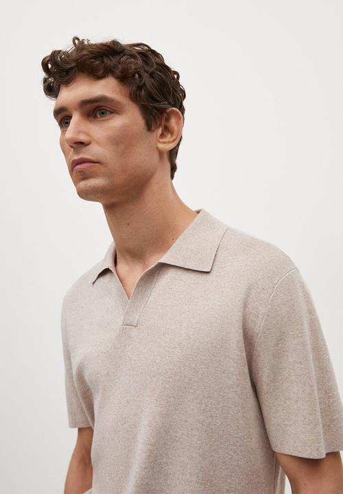 MANGO - Polo shirt lino - light beige