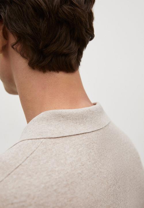 MANGO - Polo shirt lino - light beige