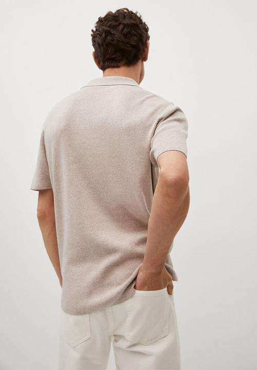 MANGO - Polo shirt lino - light beige