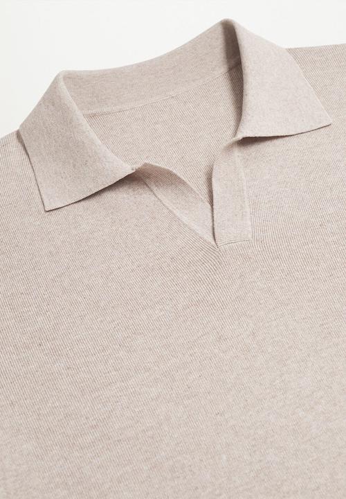 MANGO - Polo shirt lino - light beige