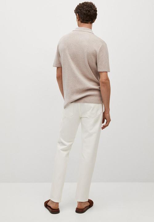MANGO - Polo shirt lino - light beige