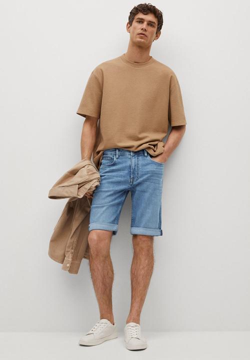 MANGO - Bermuda shorts rock - light blue