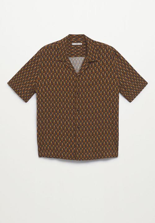 MANGO - Shirt luis - orange & brown 