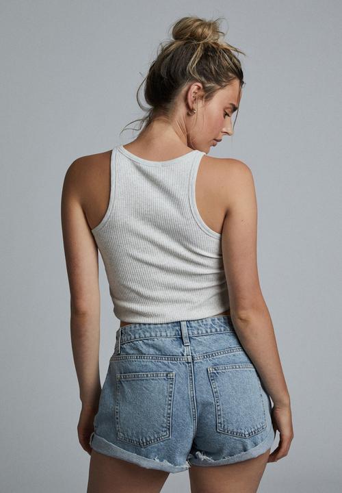 Cotton On - Mid relaxed denim short - lennox blue