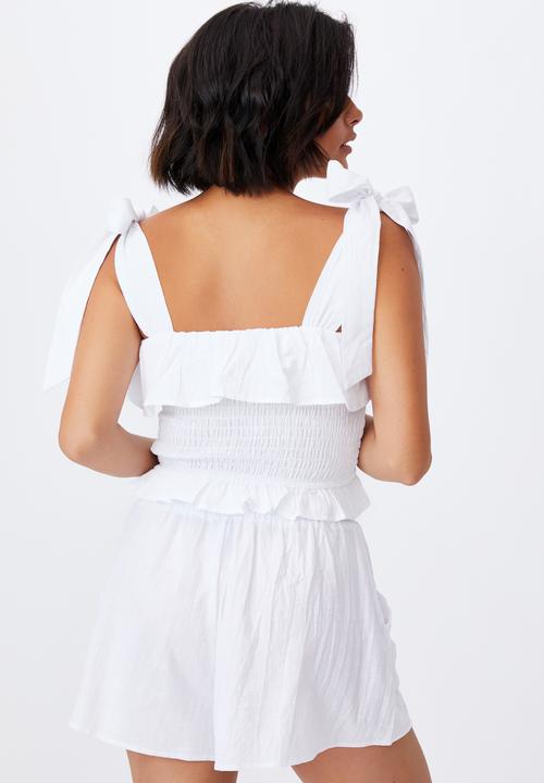 Cotton On - Tie waist beach short - white