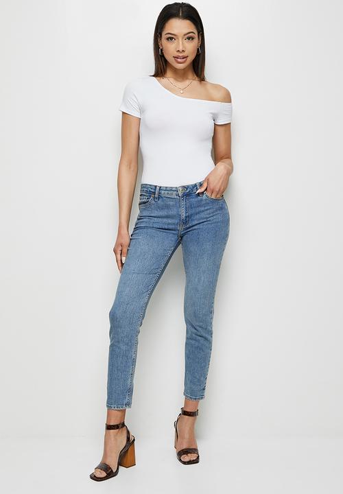 MILLA - Short sleeve asymmetric bodysuit - white 