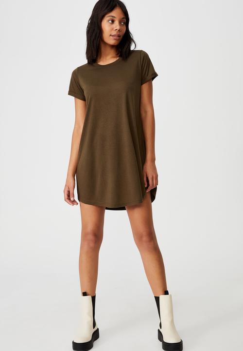 Cotton On - Tina tshirt dress 2 - dusty olive