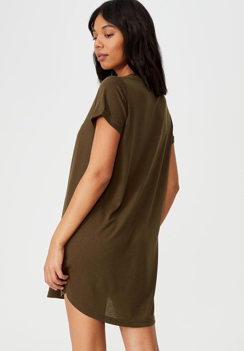 Cotton On - Tina tshirt dress 2 - dusty olive