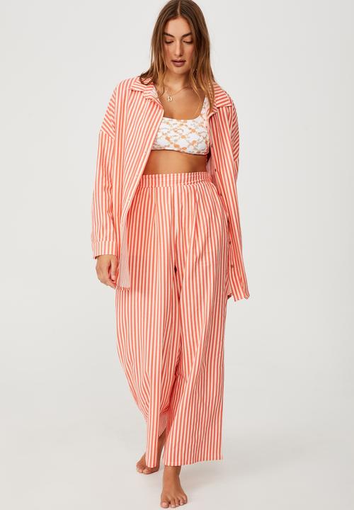 Cotton On - Swing beach shirt - pomegranate/sandcastle stripe