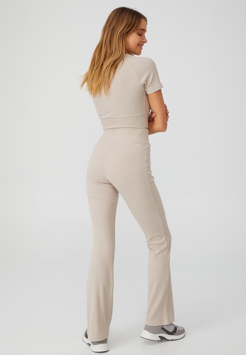 Cotton On - Lifestyle rib flare pant - natural