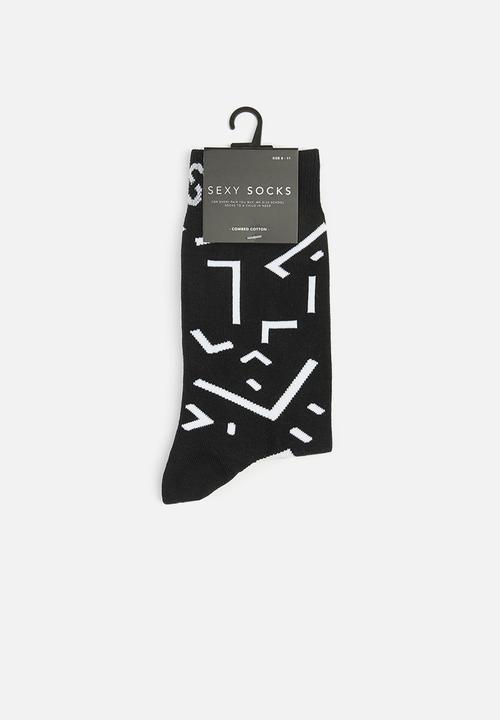 Sexy Socks - Ssm16 dappers socks - black & white 
