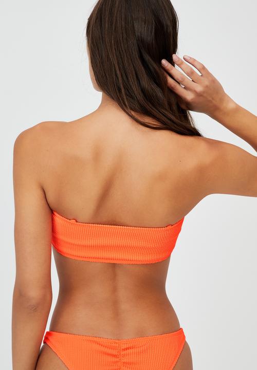 Cotton On - Midi bandeau bikini top crinkle - mango crinkle