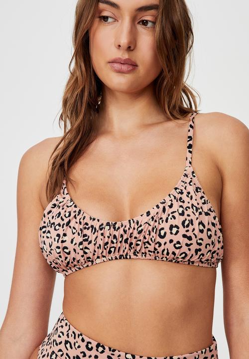 Cotton On - Gathered scoop crop bikini top - leopard wave