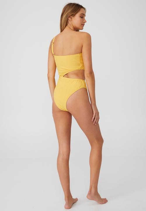 Cotton On - One shoulder one piece brazilian pointelle - goldfinch 
