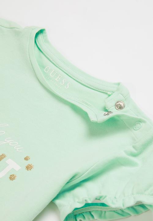 GUESS - T-shirt & denim lace skirt set - blue & mint 
