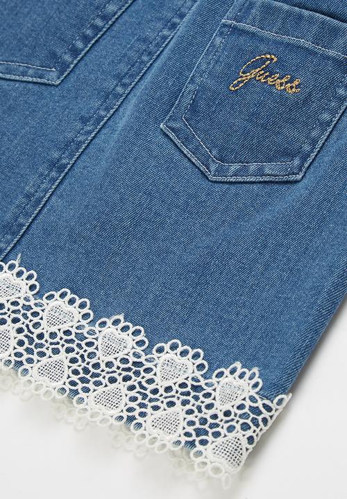 GUESS - T-shirt & denim lace skirt set - blue & mint 
