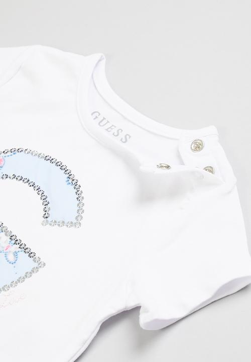 GUESS - T-shirt & butterfly skirt set - white & blue