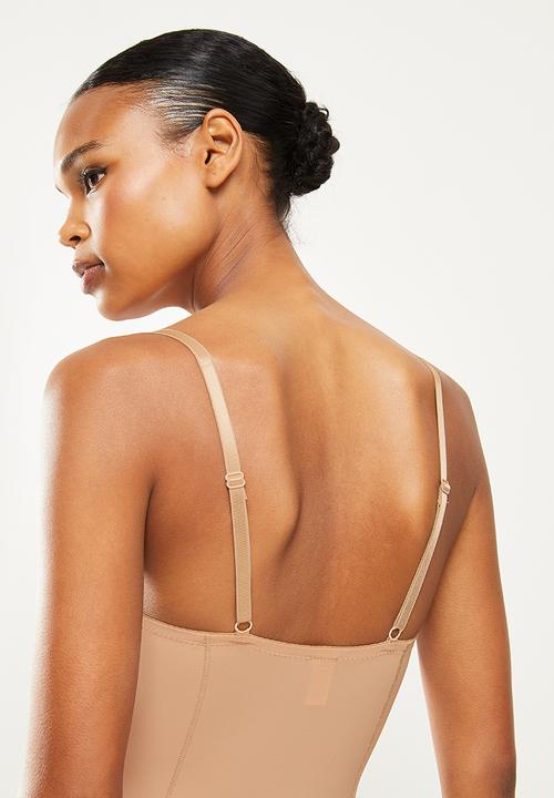 Niptuck Shapewear - Full dress, with built-in bra mesh bottom compression - beige