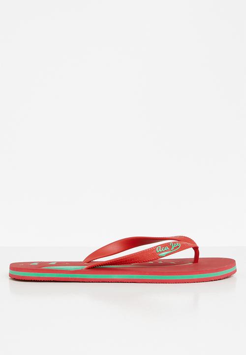 Aca Joe - Mens aca joe printed slip slops - red