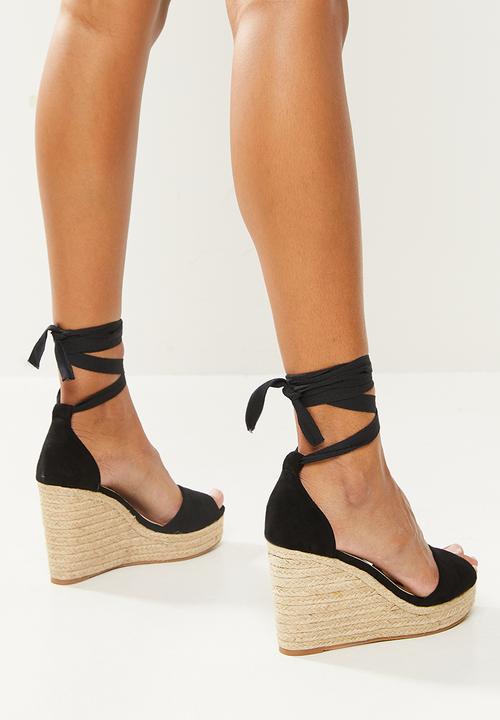 Glamorous - Wide fit wedge espadrille - black