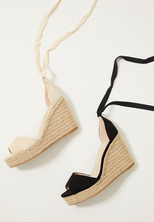 Glamorous - Wide fit wedge espadrille - black