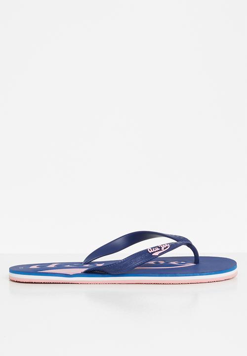 Aca Joe - Mens aca joe printed slip slops - royal blue & pink