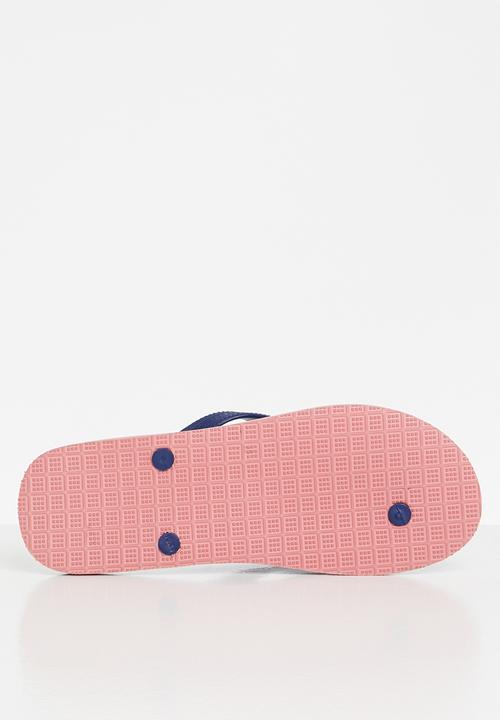 Aca Joe - Mens aca joe printed slip slops - royal blue & pink