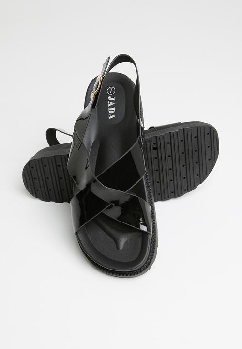 Jada - Cross strap chunky sandal - black