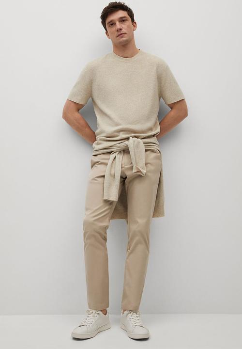 MANGO - Trousers prato - light beige