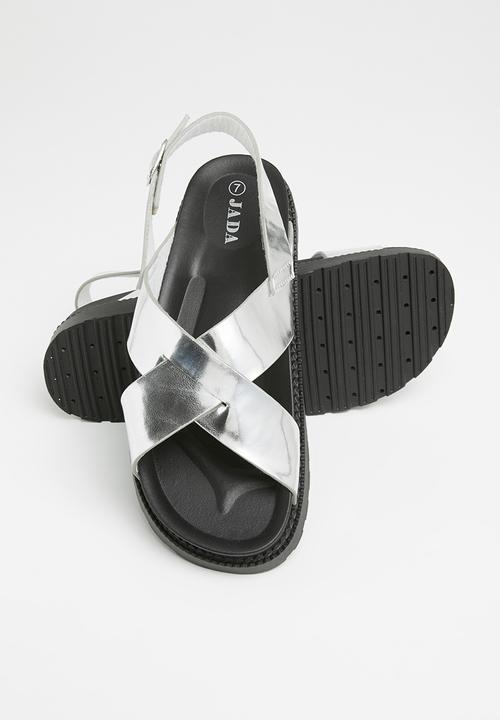 Jada - Cross strap chunky sandal - silver