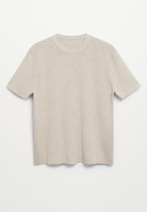 MANGO - T-shirt ledet - light beige