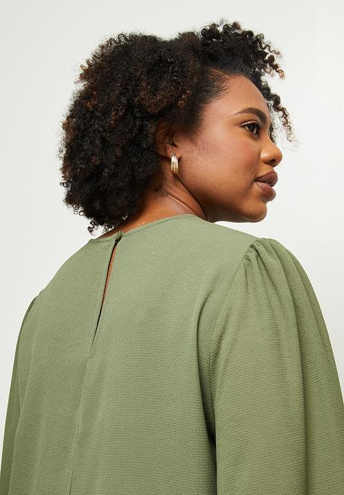 edit Plus - Below sleeve shift dress - olive