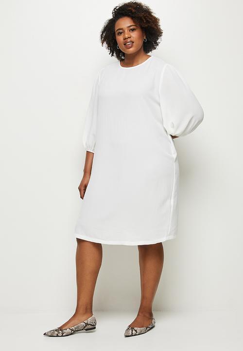 edit Plus - Below sleeve shift dress - ivory